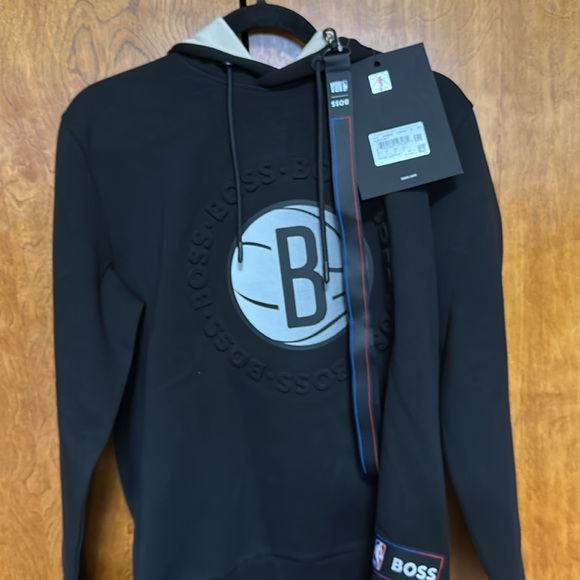 Brooklyn Nets NBA x Hugo Boss Black Bounce Logo Tri-Blend Pullover Hoodie - Size - Picture 2 of 8